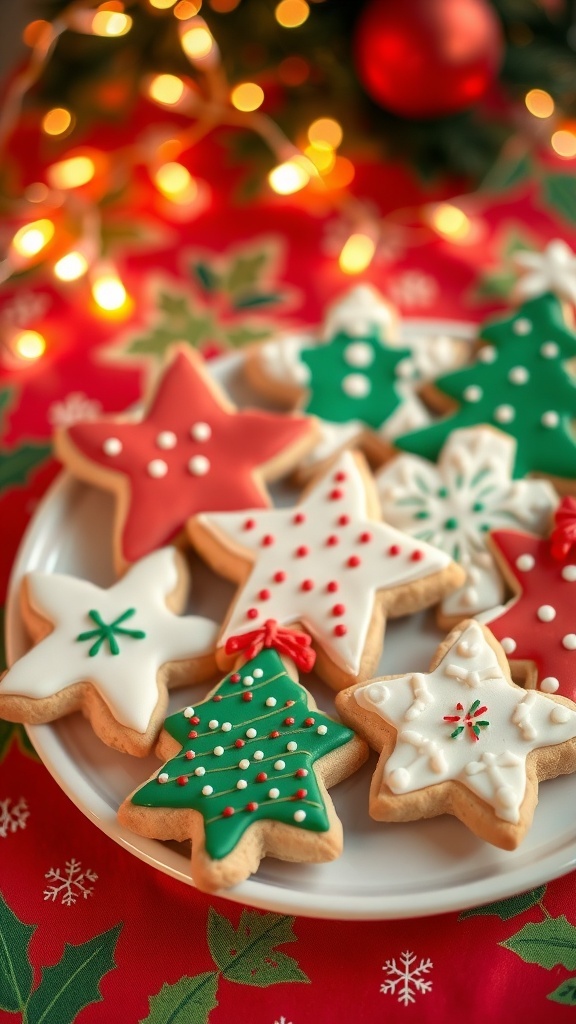 Justin Bieber Christmas Recipe: Festive Sugar Cookies Decorated sugar cookies in festive shapes on a holiday table.